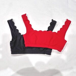 Marysia Bikini Top Bundle Women S Red & Black Scallop Textured Resort Chic